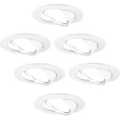 LEDVION 6er Set LED Einbaustrahler Rund Weiss 3W dimmbar Kaltweiss
