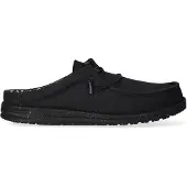 HeyDude Wally Slip Canvas Herren Slippers Black/Black Größe 45