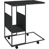 vidaXL Beistelltisch mit Rollen Schwarz 55x36x63,5 cm Holzwerkstoff