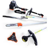 FUXTEC 4in1 Benzin Multigartengerät FX-MT152 - 52ccm³ | 3PS | 2-Takt | Easy Starter | 7,2Kg | 9-Zahn Rasentrimmer | Hochentaster | Heckenschere