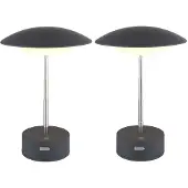 Globo Lighting 2x LED Tischleuchte, anthrazit, dimmbar, verstellbar, H 26cm