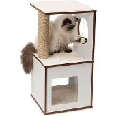 Famanu Katzenkratzbaum mit Spielhaus - Kompakte Kletterbaum