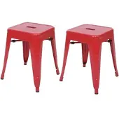 Proregal 2er-Set Hocker Sitzhöhe 46cm Metall Industriedesign Stapelbar Rot Metallhocker Sitzhocker