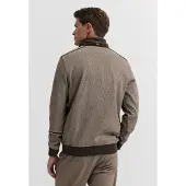 Bugatti Troyer "Modern Fit", Herren, Gr. L, braun (80, braun), 92% Baumwolle, 8% Polyester, Strukturmuster, normal, Pullover Troyer, Modern Fit Baumwollmix Struktur
