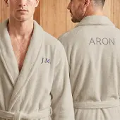 Yoursurprise Personalisierter Fleece-Bademantel für Männer - Beige - L/XL