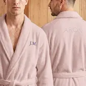 Yoursurprise Personalisierter Fleece-Bademantel für Herren - Bestickt - Rosa - L/XL