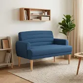 vidaXL Zweisitzer mit Knopfheftung Blau 116 x 67 x 80 cm Stoff