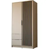 Lookway Zweitüriger Kleiderschrank NELA mit Lamellen 105 cm, Kaschmir / Kaschmir + Schwarz