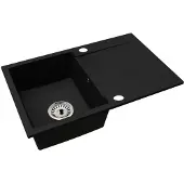 Kondela Granit-Küchenspüle mit Siphon Rovana 79,5x49,5 cm - schwarz