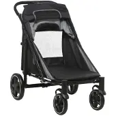 BellaFurn Zusammenklappbarer Hundekinderwagen | Farbe: Grau und Schwarz | Abmessungen: 65x112x100 cm
