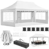 Famanu Partytent 3x6 Meter - Mit Seitenwänden, UV-Schutz, Wasserabweisend, Weiß