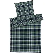 Elegante Soft-Flanell Bettwäsche Manchester 155x220 cm + 80x80 cm waldgrün