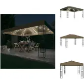 vidaXL Pavillon mit LED-Lichterkette 3x4 m Taupe Stoff - Pavillons & Partyzelte