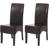 Mendler 2er-Set Esszimmerstuhl Küchenstuhl Stuhl Crotone, LEDER braun, dunkle Beine