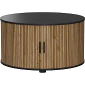 Vicco Couchtisch Selva Eiche/Schwarz 80 x 80 cm mit Schiebetür, Model 56362