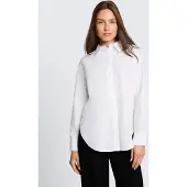 Tom Tailor Hemdbluse "Loose", Damen, Gr. 42, weiß, Obermaterial: 50% Baumwolle, 50% Lyocell, regular fit Po-bedeckend, Manschette, Blusen Hemdbluse, mit Manschetten