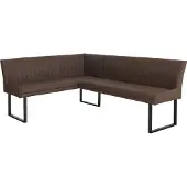 Mendler Eckbank MCW-O82, Esszimmerbank Bank, Kunstleder Metall 159x210cm braun