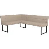 Mendler Eckbank MCW-O81, Esszimmerbank Bank, Kunstleder Metall 158x209cm beige