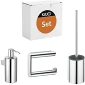 Keuco Bad-Set Plan Seifenspender/WC-Papierhalter/WC-Bürste Verchromt