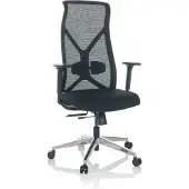 Hjh OFFICE Profi Bürostuhl AZURRO B Ergonomischer Schreibtischstuhl mit Armlehnen Stoff / Netzstoff Schwarz Drehstuhl für Büro, Zuhause