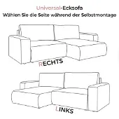 Lookway Ecksofa OPERA mit Schlaffunktion und Bettkasten Poso 06