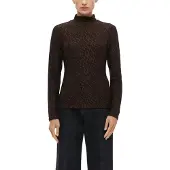 s.Oliver Black Label Langarmshirt mit Struktur-Muster und Stehkragen