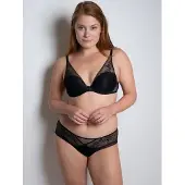 Passionata Slip "MADDIE", Damen, Gr. 36, schwarz, Tüll, Obermaterial: 86% Polyamid, 14% Elasthan, körpernah, Unterhosen Slip, florale Spitze, gestreifter transparenter Tüll, leicht