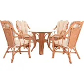 Krines Home Rattan Wintergartenset "Harrison" Wintergarten Garnitur Natur Rattanset Rattangruppe Rattanmöbel (Terracotta)