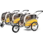 Famanu Fahrradanhänger und Hunde-Buggy 3-in-1 - Tragfähigkeit 30 kg - Gelb