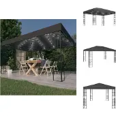 vidaXL Pavillon mit LED-Lichterkette 3x4 m Anthrazit - Pavillons & Partyzelte