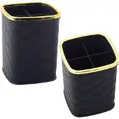 Leantoys Pinsel-Organizer, vier Fächer, schwarz, 12 x 9,5 cm