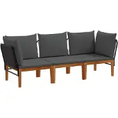 vidaXL 3 stk. Massives Akazienholz & Seil Natur