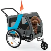 FCH Fahrradanhänger Hundeanhänger 2-in-1 klappbar，Transportwagen, Fahrradwagen, Anhänger für Fahrrad,Blau