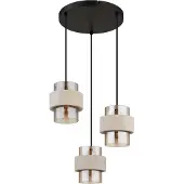 Globo Pendelleuchte Daren 3-flammig E27 Schwarz matt amber Metall Glas Ø37,5cm