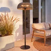 LUCANDE Stand-Heizstrahler Calenza, schwarz, 200cm, 3 Stufen Calenza, schwarz, Aluminium, Modern