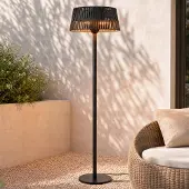LUCANDE Stand-Heizstrahler Pyravo, schwarz, 200cm, Alu, IP44 Pyravo, schwarz, Aluminium, Modern
