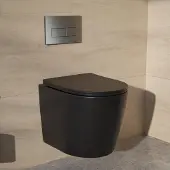 Mirlux Varo Wand-WC, matt schwarz – Spülrandloses WC – Absenkautomatik – Keramikbecken – Wandhängendes WC