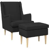 vidaXL Sessel mit Fußhocker 2 stk. Schwarz Stoff