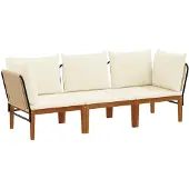 vidaXL 3 stk. Massives Akazienholz & Seil Natur