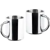 Huismerk Edelstahlbecher im 2er-Set - doppelwandig - Outdoor/Camping-Trinkbecher - 200 ml