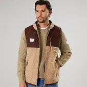 Resterods Herren Panel Reißverschluss Fleece Weste Sand
