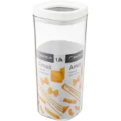 Galicja AMOS 1800 ml transparenter, quadratischer Lebensmittelbehälter mit weißem Deckel