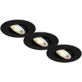 Briloner 3er Set LED Einbaustrahler CTS Schalter Ø90x24 mm Rund 4,9W, 460lm, 2700K-4000K Warmweiß bis Neutralweiß Schwarz - Einbauleuchten Wohnzimmer Flur Küche Büro