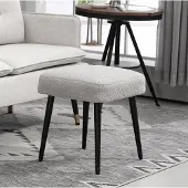 STILVORA Fußhocker Polyester Hellgrau 42x42x47 cm mit Stahlbeinen