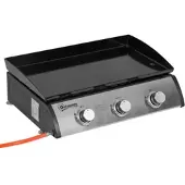 STILVORA Gasgrill Edelstahl Schwarz 63x48x21 cm mit 3 Brennern und Emaille-Platte