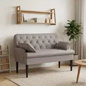 vidaXL Zweisitzer mit Knopfheftung Taupe 111 x 68 x 80 cm Stoff