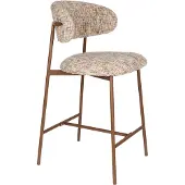 Trendmöbel24 Barhocker Claes im 2er-Set, Beige mit meliertem Bezug, Metallgestell