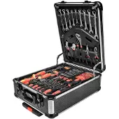 BRÜDER MANNESMANN Werkzeugtrolley M29098 | 969-tlg. | Teleskopgriff | Grundausstattung