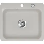 SYSTEMCERAM Flächenbündige Spüle JUNA 57 F in ALU mit Excenterbedienung / / Keramikspüle