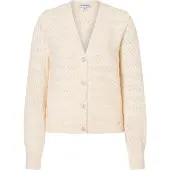 More & more kurze Ajour-Strickjacke, Zierknöpfe in powder cream | Gr.: 34